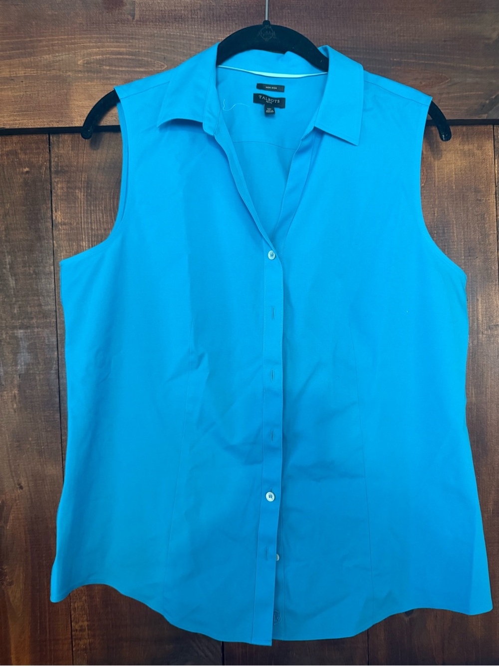 Talbots Sleeveless Collared Button-Down Blouse in Turquoise